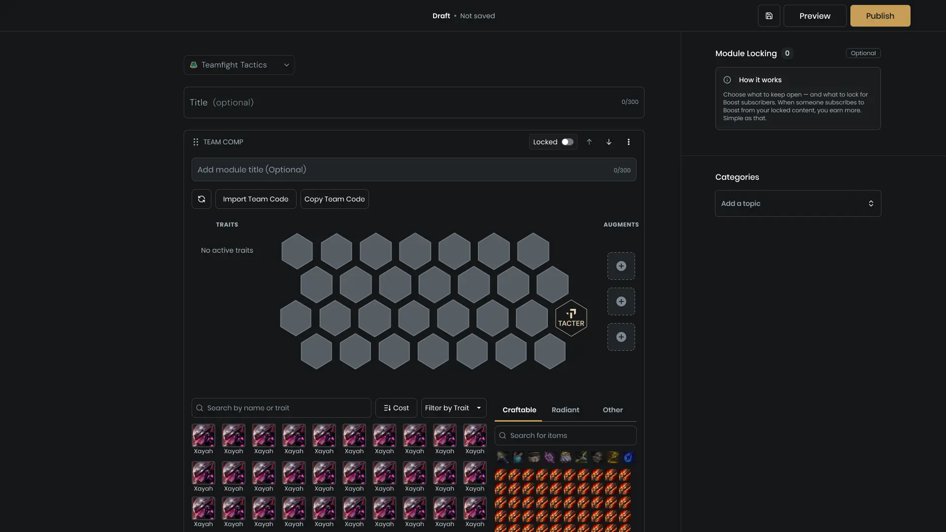 Tacter content builder with modules