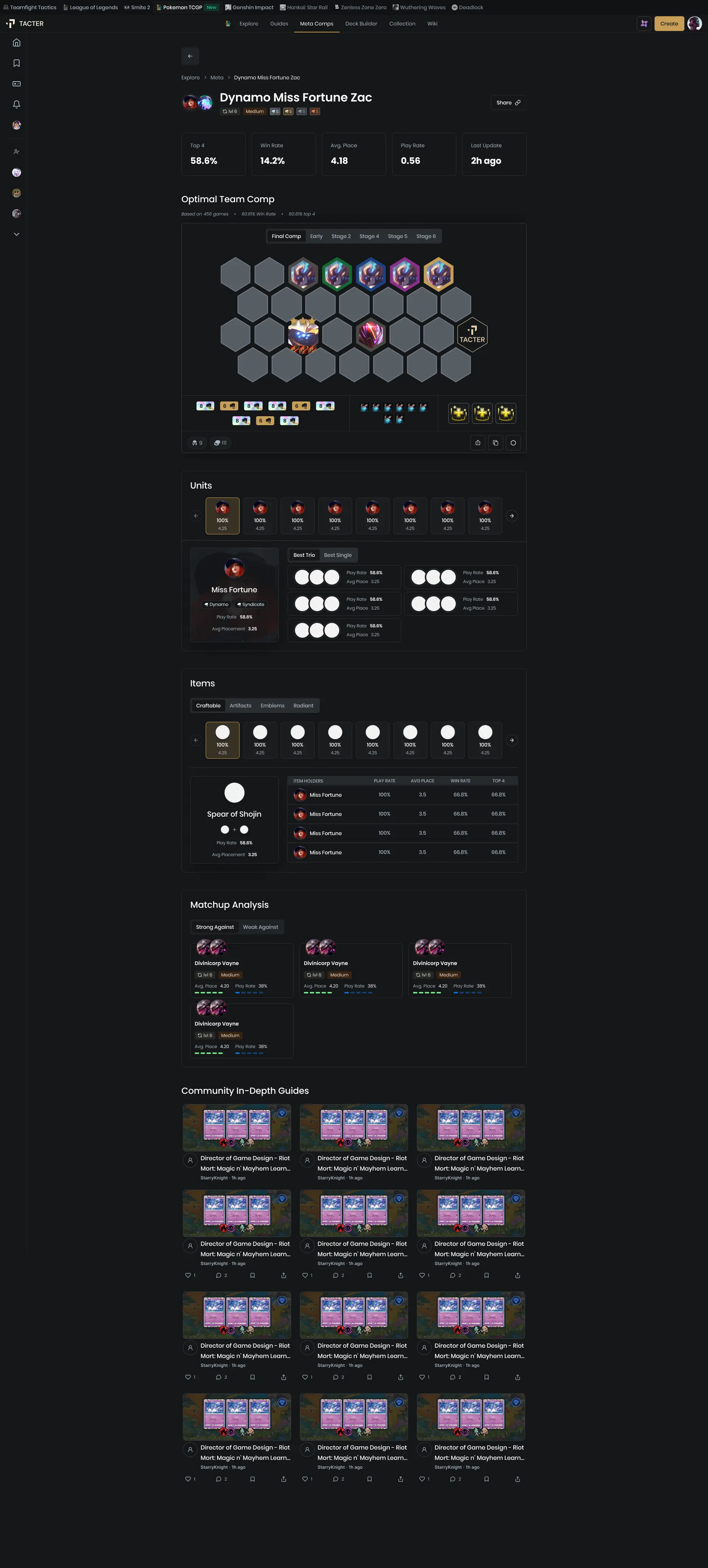 TFT detail page showing comprehensive deck information